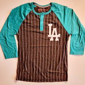 Rustic Souls Men's Baseball Raglan with LA Logo Striped Size M Soft Casual
